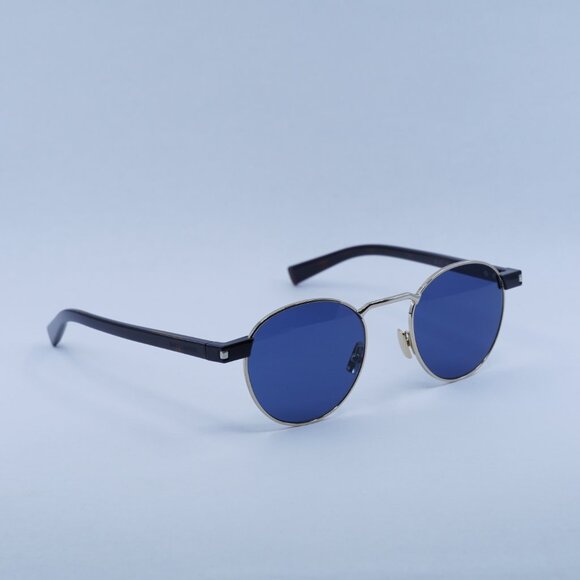 Saint Laurent SL707 004 Sunglasses Gold/Havana Round Frame, Blue Lenses - Picture 4 of 11